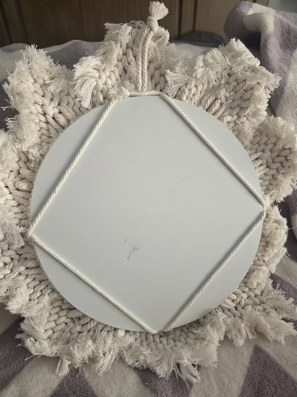 Cream Macramé Sunburst Wall Mirror